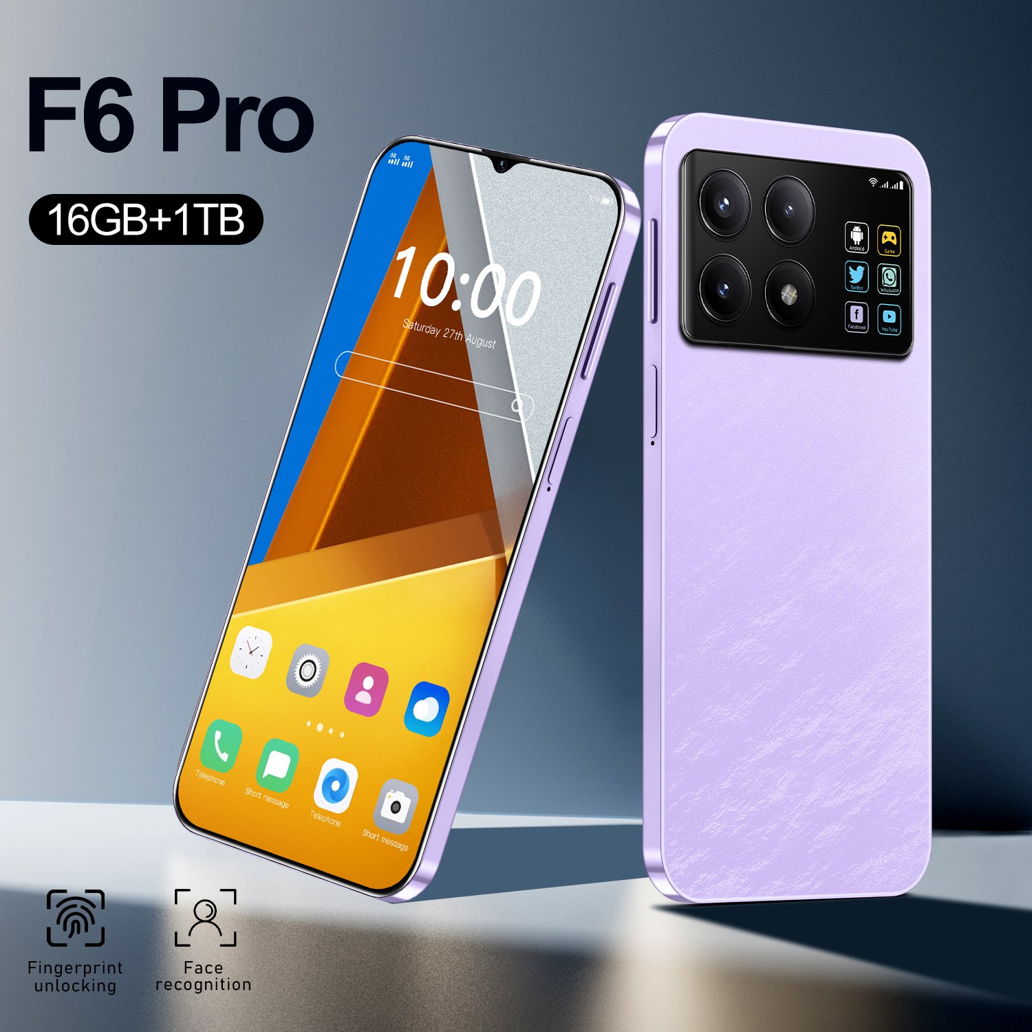 OEM Original F6 Pro Global 5G Unlocked Dual SIM Android Mobile Phone Deca Core CPU 108MP Rear Camera